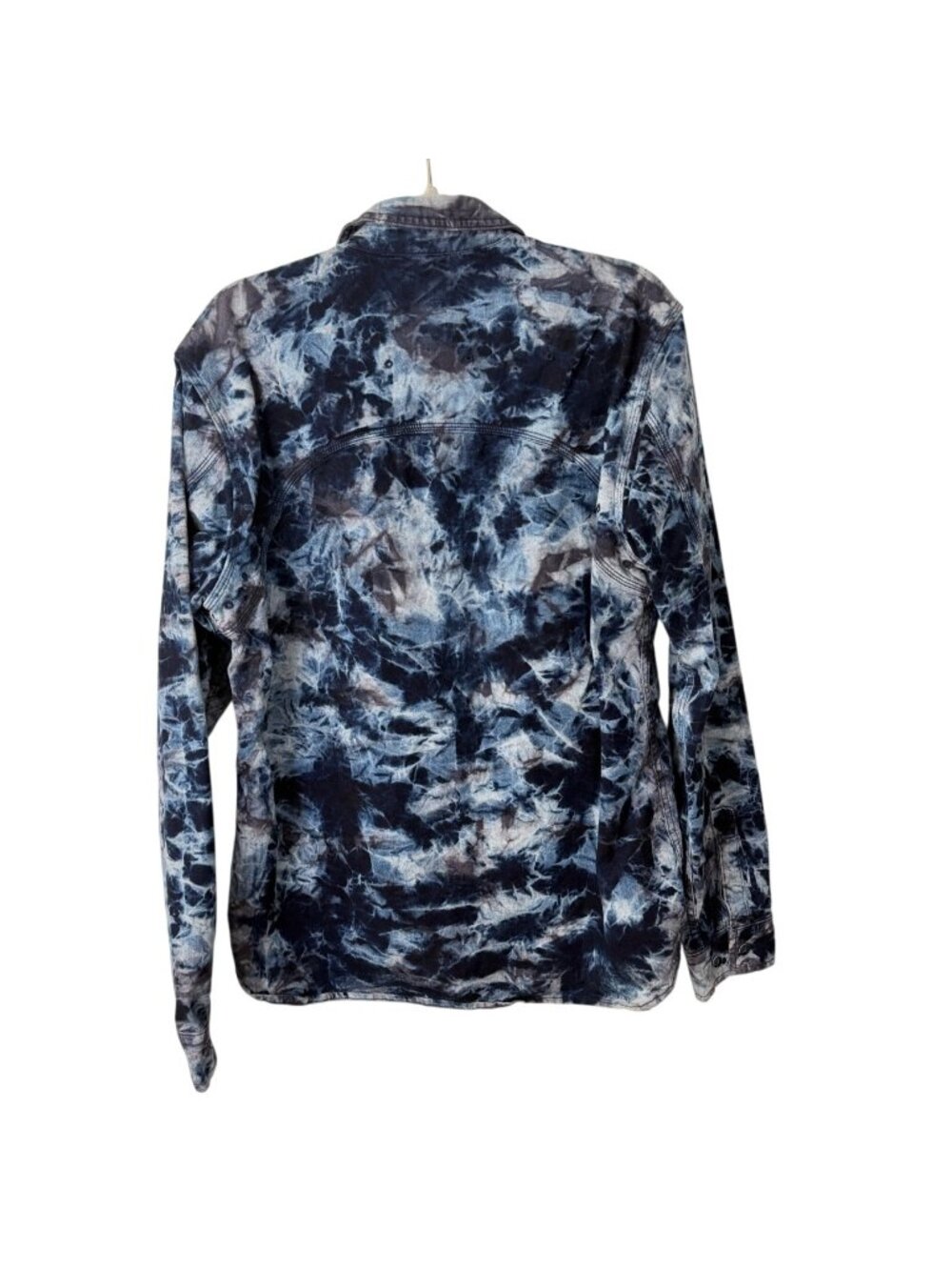 PRPS Goods & Co. Mens Size L Denim Shirt Indigo Tie-Dye Button-Up Cotton Blue - Picture 2 of 7